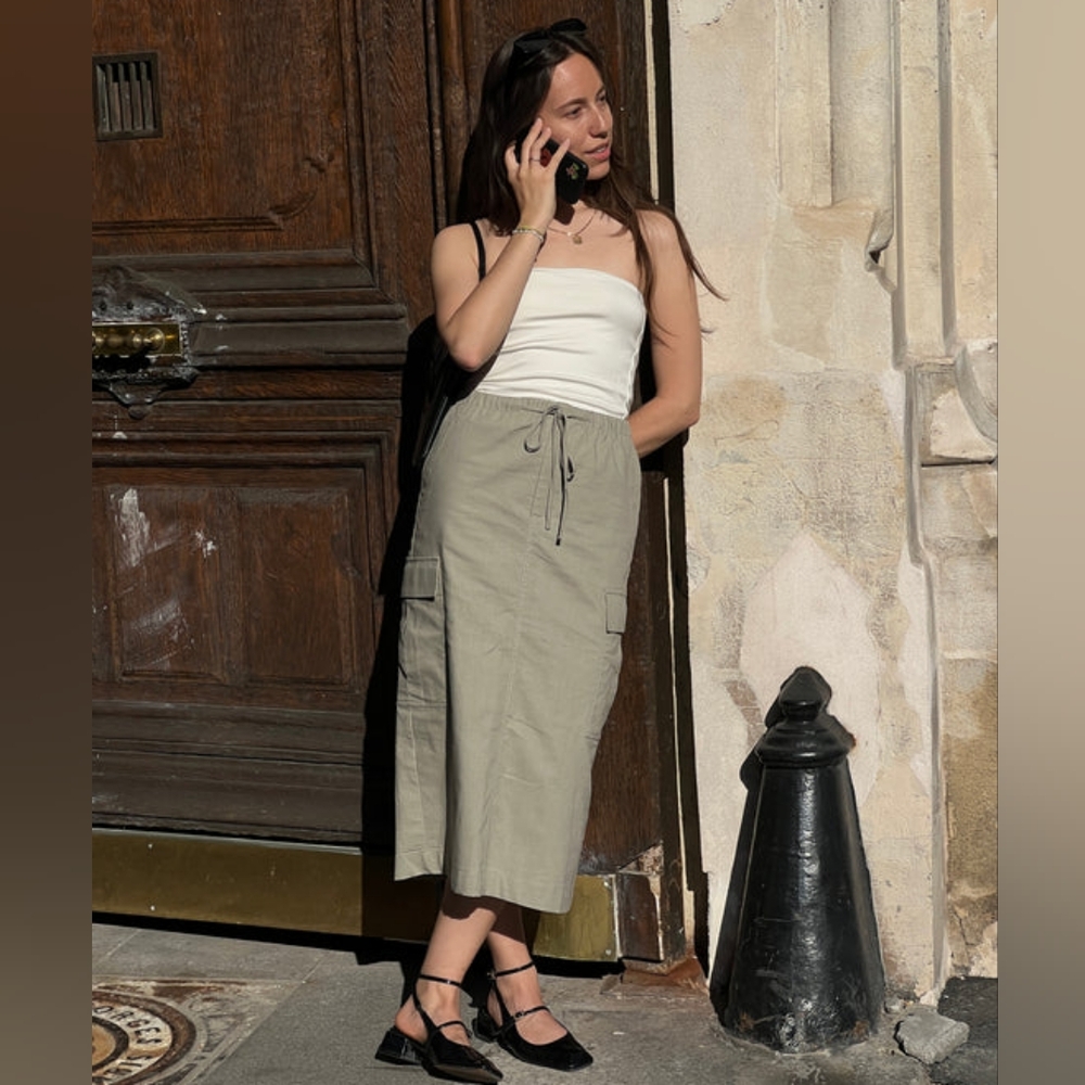 Little Puffy Josie Linen Skirt + Beige